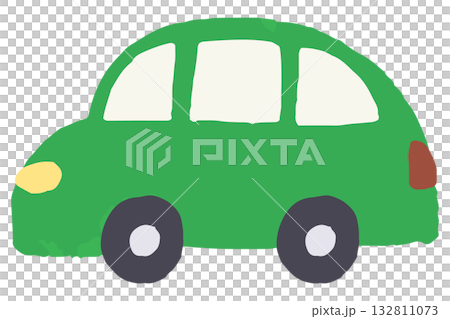 一輛綠色汽車的手繪插圖 132811073