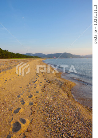 兵庫県南あわじ市　夕暮れの慶野松原海水浴場 132811113