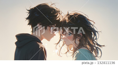 見つめ合うカップル 見つめ合うカップル 132811136