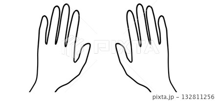 シンプルな手のアイコン、手の甲左右セット シンプルな手のアイコン、手の甲左右セット 132811256