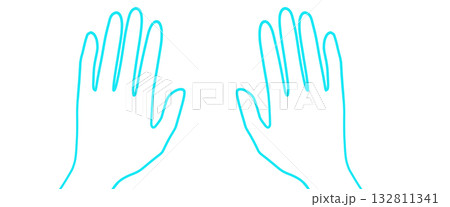 シンプルな手のアイコン、手の甲左右セット、爽やかな青緑 シンプルな手のアイコン、手の甲左右セット、爽やかな青緑 132811341