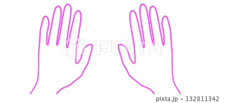 シンプルな手のアイコン、手の甲左右セット、明るいピンク色 シンプルな手のアイコン、手の甲左右セット、明るいピンク色 132811342