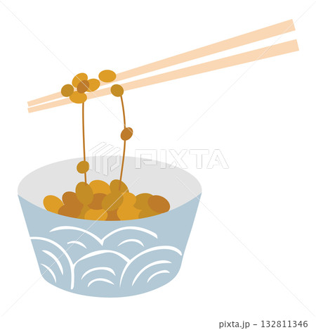 納豆イラスト手描きのかんたんシンプルな食品_輪郭なし 132811346