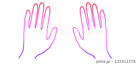 シンプルな手のアイコン、手の甲左右セット、かわいい色味のグラデーション 132811378
