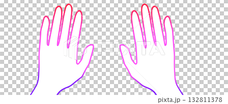 シンプルな手のアイコン、手の甲左右セット、かわいい色味のグラデーション 132811378