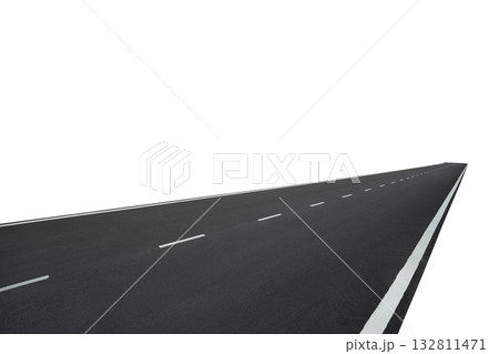 Asphalt road highway perspective vanishing isolated white background 132811471