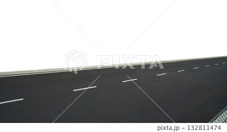 Asphalt road with markings isolated on white background 132811474