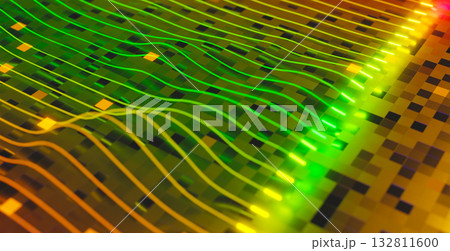 3d rendering data flowing across illuminated fiber optics lines 132811600