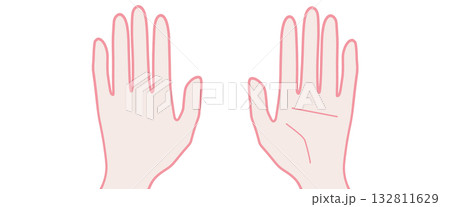 シンプルな手のアイコン、手のひらと手の甲、うらおもてセット シンプルな手のアイコン、手のひらと手の甲、うらおもてセット 132811629