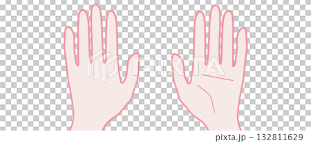 シンプルな手のアイコン、手のひらと手の甲、うらおもてセット シンプルな手のアイコン、手のひらと手の甲、うらおもてセット 132811629
