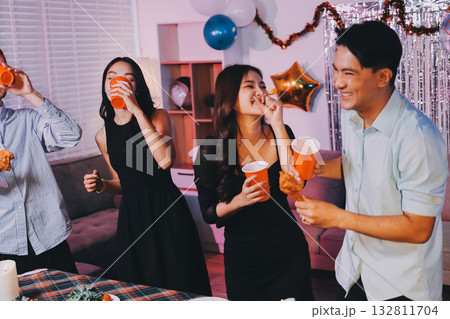 Diversity, dinner and group of people toast celebration together at party. Friends, happy and celebrate with food, wine and friendship for love, support and cheers champagne at business function Diversity, dinner and group of people toast celebration together at party. Friends, happy and celebrate with food, wine and friendship for love, support and cheers champagne at business function 132811704