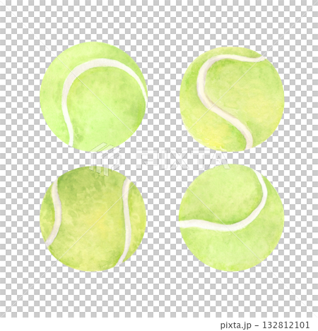 Classic green tennis balls watercolor illustration Classic green tennis balls watercolor illustration 132812101
