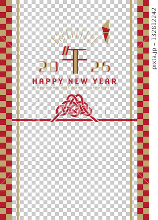 2026年午年 オシャレな水引の年賀状テンプレート 2026年午年 オシャレな水引の年賀状テンプレート 132812242