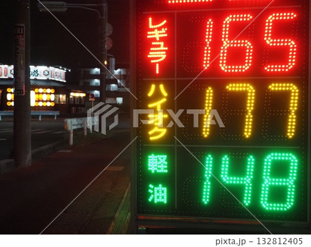 ガソリンスタンドの価格看板 132812405