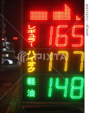 ガソリンスタンドの価格看板 132812406
