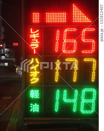 ガソリンスタンドの価格看板 ガソリンスタンドの価格看板 132812407