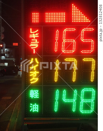 ガソリンスタンドの価格看板 132812408