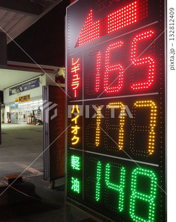 ガソリンスタンドの価格看板 132812409