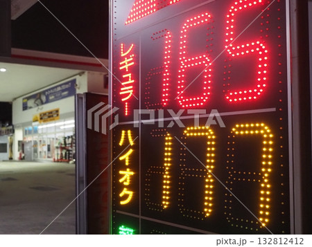 ガソリンスタンドの価格看板 132812412