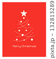 Minimalistic modern style Christmas card design, poster with white abstract Xmas tree pattern, star 132813289