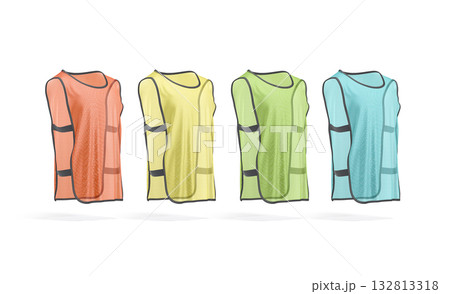 Blank colored football team practice vest with straps mockup, isolated Blank colored football team practice vest with straps mockup, isolated 132813318