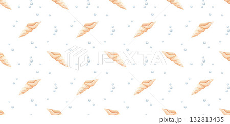 Seamless pattern with watercolor coral, ocean life, hand drawn summer background 132813435