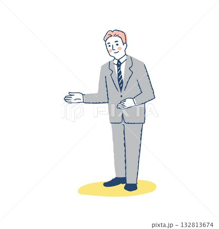 案内をするスーツ姿の男性 132813674