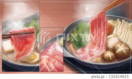 至福の瞬間：和牛の薄切り肉と本格すき焼き/しゃぶしゃぶ 132814023