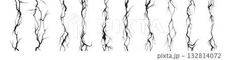 Wall crack damaged surface illustration, fractured broken ground seamless print, hand drawn overlay. 132814072