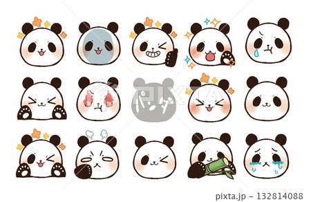 かわいいパンダの絵文字セット 132814088