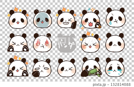 かわいいパンダの絵文字セット 132814088