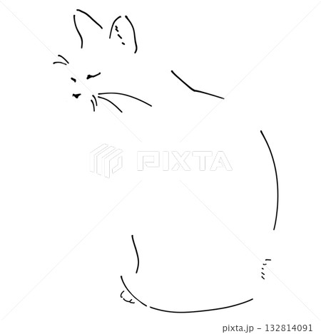猫のシンプルおしゃれ線画 132814091