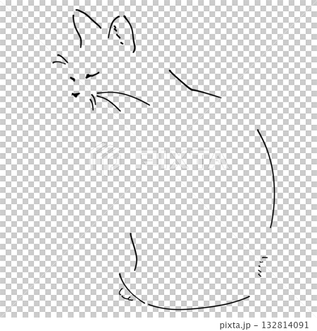 猫のシンプルおしゃれ線画 132814091