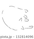 猫のシンプルおしゃれ線画 132814096