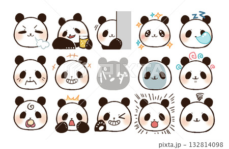 かわいいパンダの絵文字セット かわいいパンダの絵文字セット 132814098