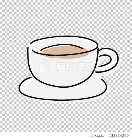 簡單的杯子和碟子插圖 132814209