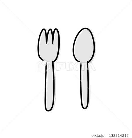 シンプルなフォークとスプーンのイラスト 132814215