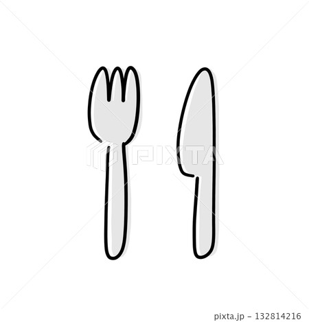 シンプルなフォークとナイフのイラスト 132814216