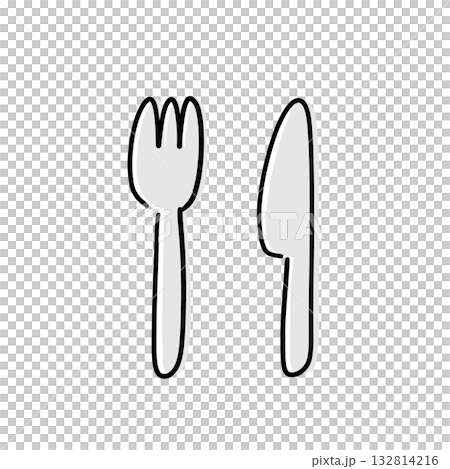シンプルなフォークとナイフのイラスト 132814216