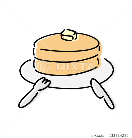 シンプルなホットケーキのイラスト シンプルなホットケーキのイラスト 132814223