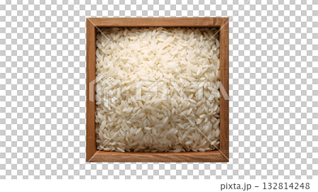 真上から見た一升枡に入った米 132814248