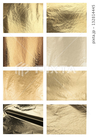 Gold glossy texture background. Crumpled metallic foil with golden reflection, bright glow, glitter Gold glossy texture background. Crumpled metallic foil with golden reflection, bright glow, glitter 132814445
