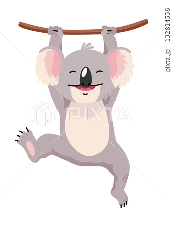 Cute koala hanging from a tree in a vibrant style Cute koala hanging from a tree in a vibrant style 132814536