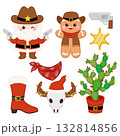 Cute Western Santa and cowboy Gingerbread man clipart 132814856
