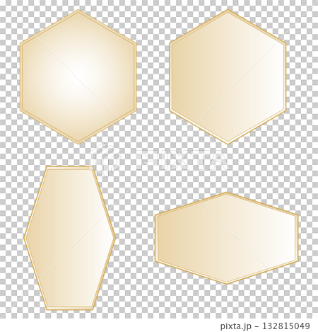 奢華淺金色漸層多邊形標籤和邊框套裝 132815049