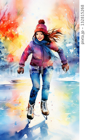 アイススケート　※スマホ用背景素材(アスペクト比 9:16) 132815268