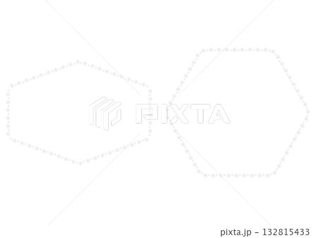 クリスマスや冬の装飾に使える幻想的な雪の結晶の多角形フレームセット 132815433