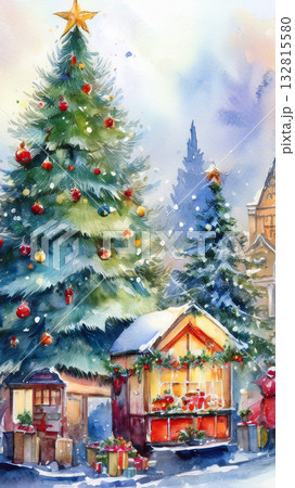 クリスマス　※スマホ用背景素材(アスペクト比 9:16) 132815580