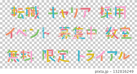 人材バナー用 色変更可能なベクター素材 文字をパーツごとにバラバラに分解 132816249