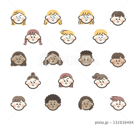 世界の子供たちアイコンセット 132816484